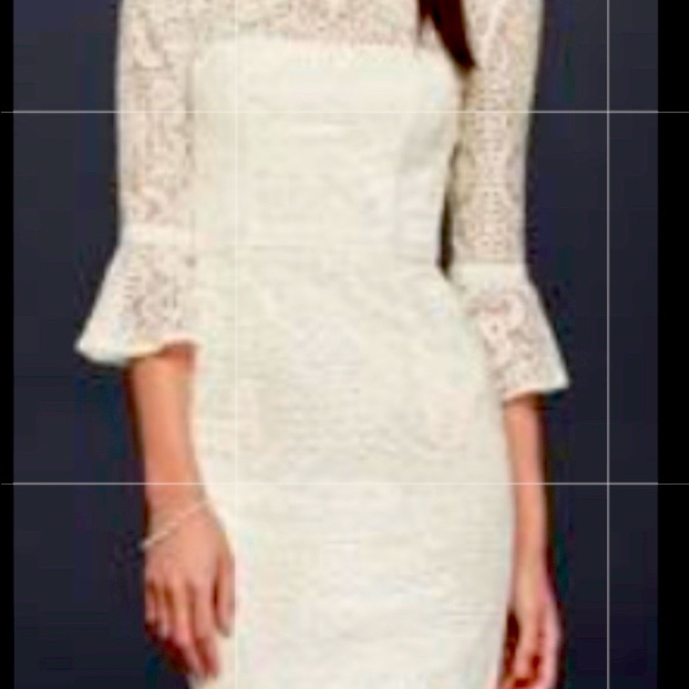 Ivory lace dress with 3/4 bell sleeves